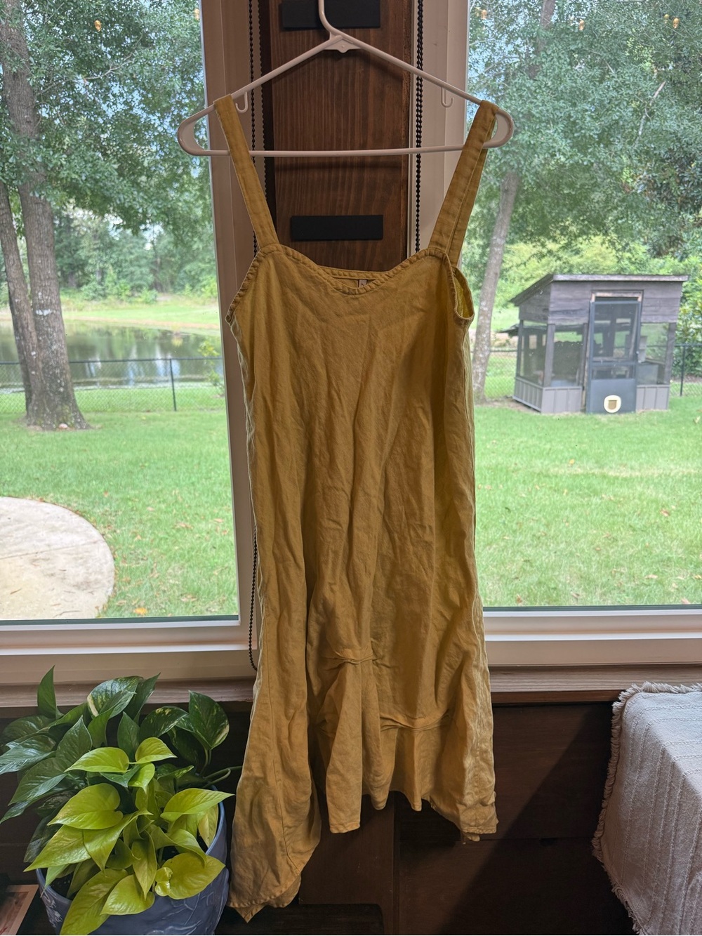 Homefrocks 100% linen mustard yellow dress size medium